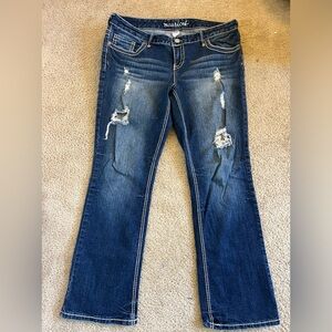 Maurices distressed boot cut jeans 13/14 short.